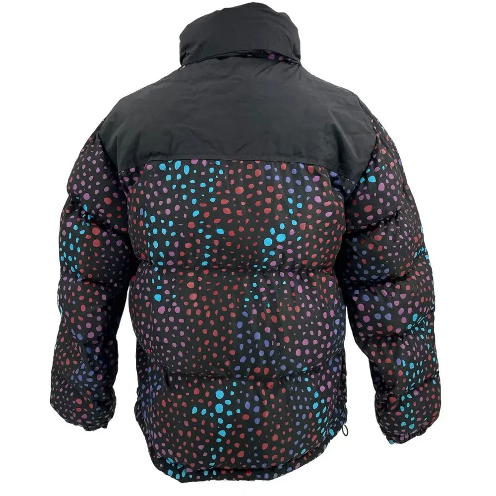 Lazy Oaf Midnight Lizard Puffer Jacket Black Rainbow Spotted Coat Unisex Size S